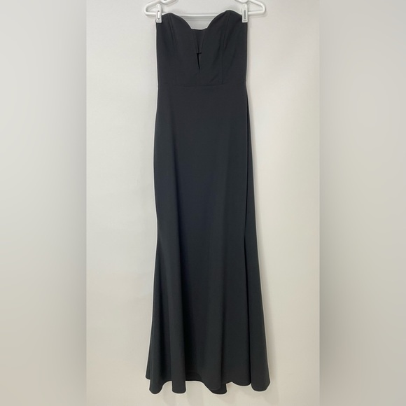 Michelle Mason Strapless Bustier Cutout Maxi Gown Black Size 4 - Picture 3 of 12